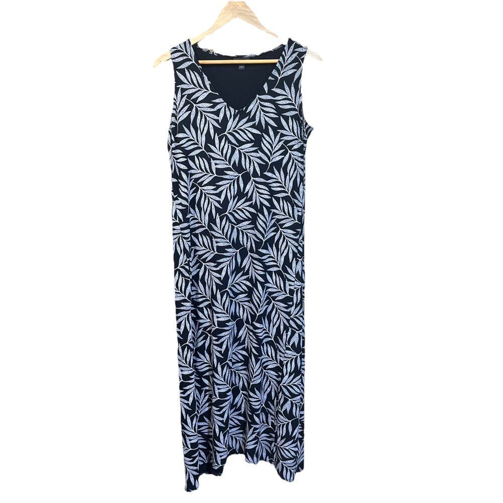 J. Jill Wearever Palm Print Maxi Dress Womens Small Relaxed Vacation Cruise
